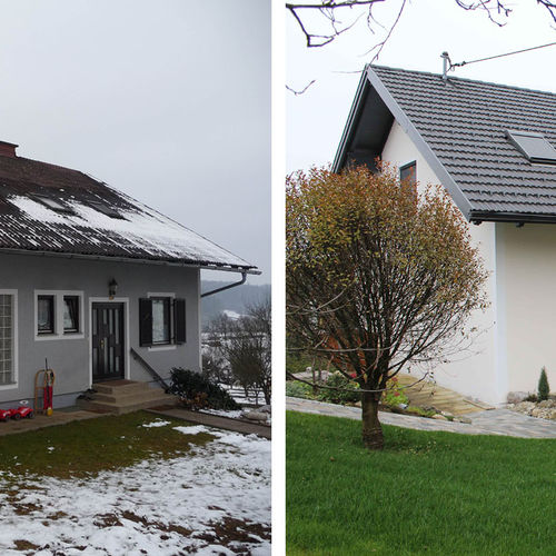 Vorher und Nachher Fotos von dem Einfamilienwohnhaus Premstätten